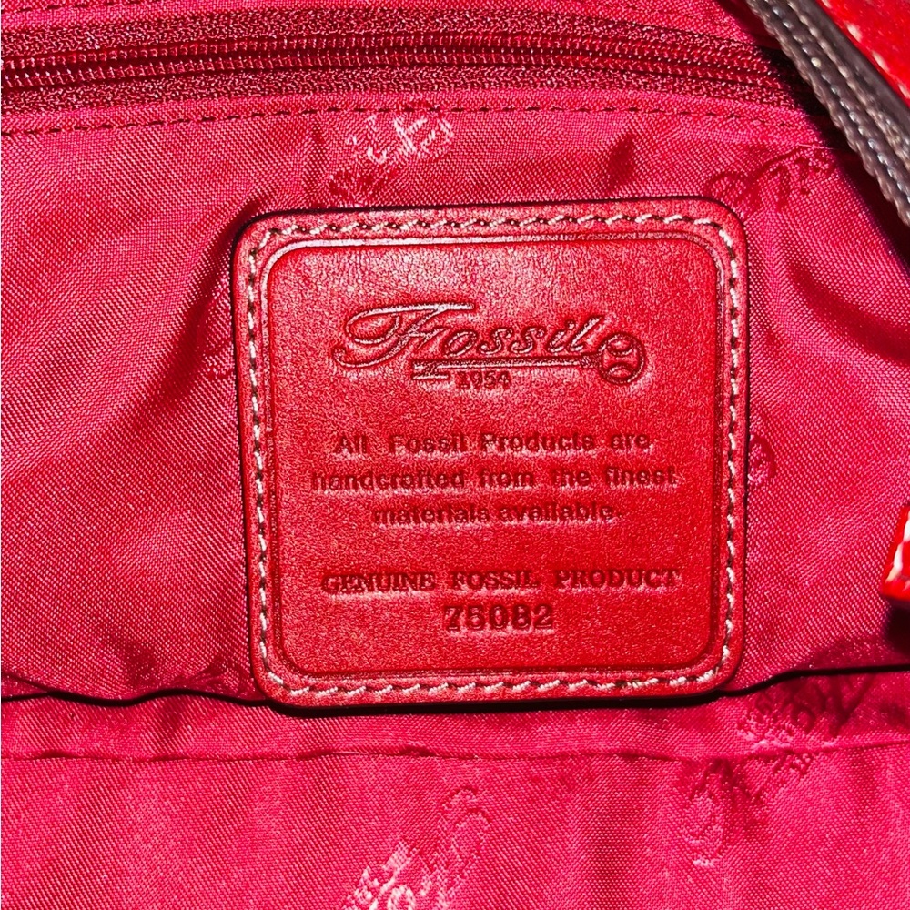 Fossil Emily Cherry Red Leather Shoulder Bag NEW!! - Picture 8 of 12